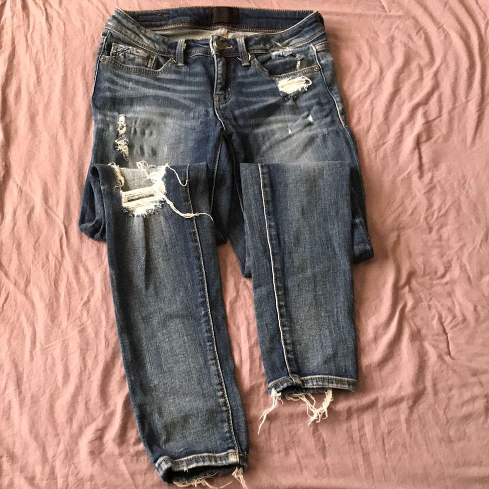 Buckle black distressed denim jeans fit no.53 skinny 25x31